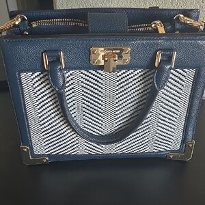 MICHAEL Michael Kors Navy and White Satchel